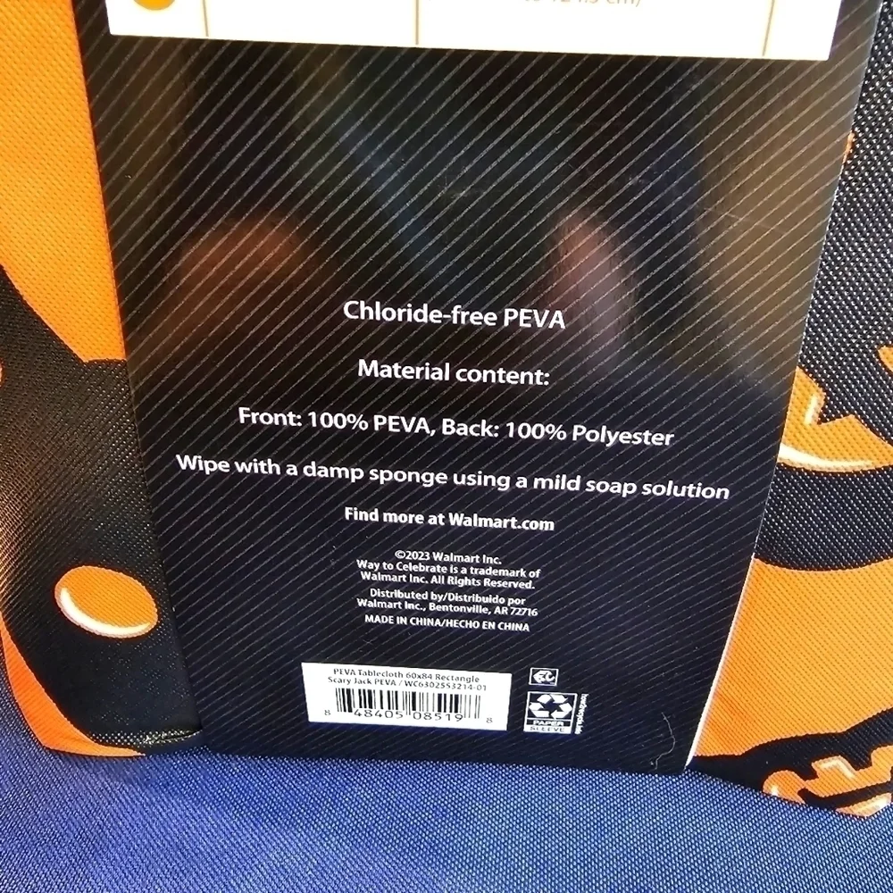 NWT Halloween Pumpkin Rectangle PEVA  Tablecloth 60 x 84 inch